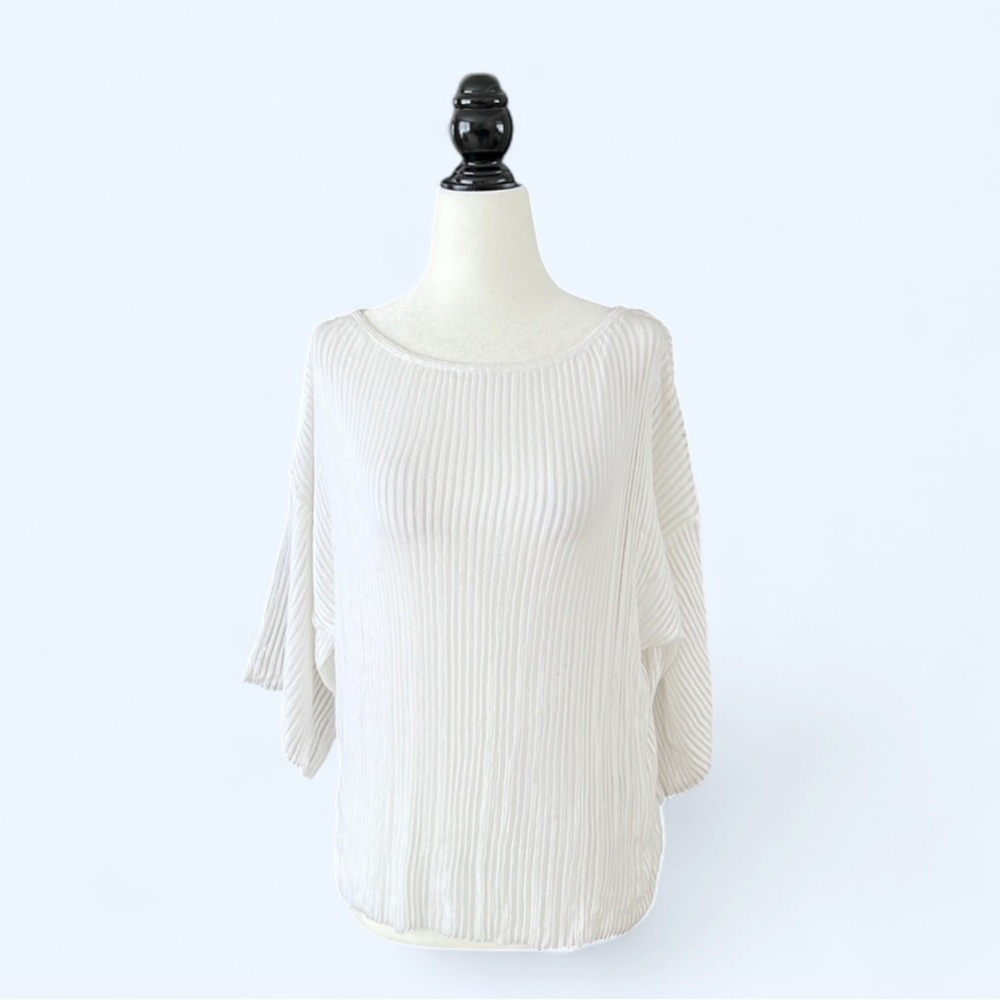 Bailey 44 White Ribbed Oversized Layering Top Coastal Minimalist Small